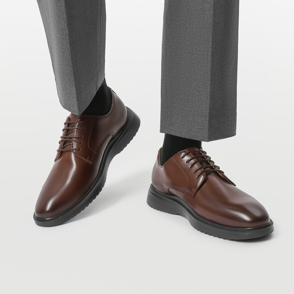 [MaxFlex Ease Polish] Men's Plain-Toe Lightweight Oxford Shoes - DARK BROWN - 6